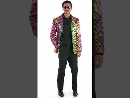 Felnőtt szivárvány tigris flitter öltöny kabát