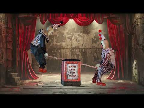 Décoration animée 2 clowns sur balançoire à bascule avec mouvement 125 x 31 x 90 cm