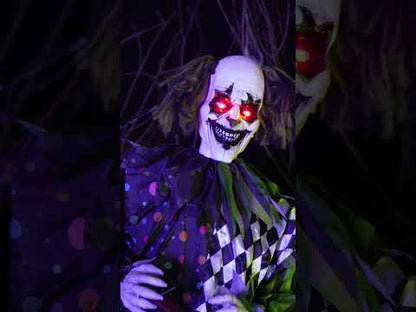 Décoration animée clown debout hanté 180 cm