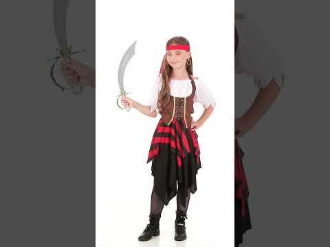 Déguisement pirate corset marron et noir fille