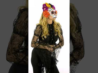 Masque dia de los muertos avec fleurs et papillons adulte