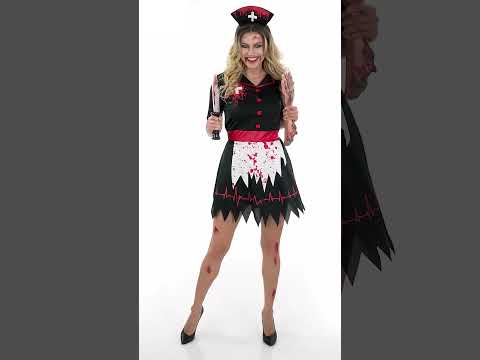 Déguisement infirmière noire zombie femme
