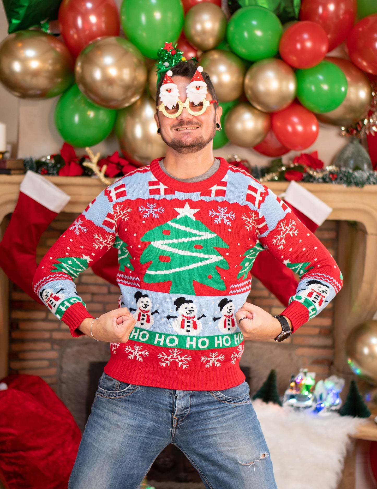 Mise en situation du pull de Noël sapins de Noël