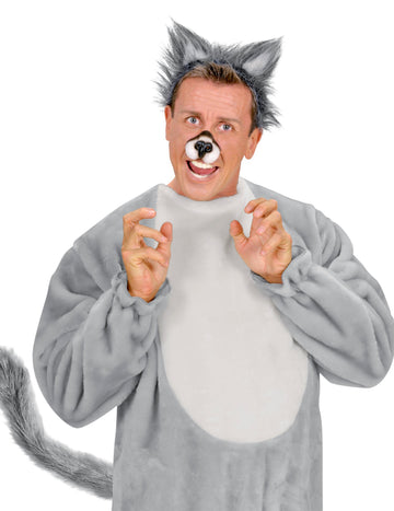 Szürke felnőtt farkasfarok műszőrmeből