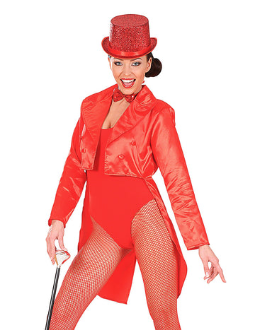 Piros szatén farok nő