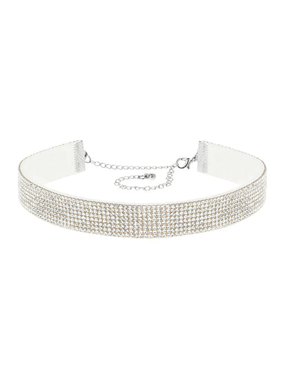 Fehér strasszos choker nyaklánc felnőtteknek