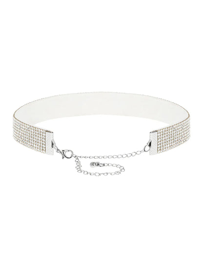 Fehér strasszos choker nyaklánc felnőtteknek