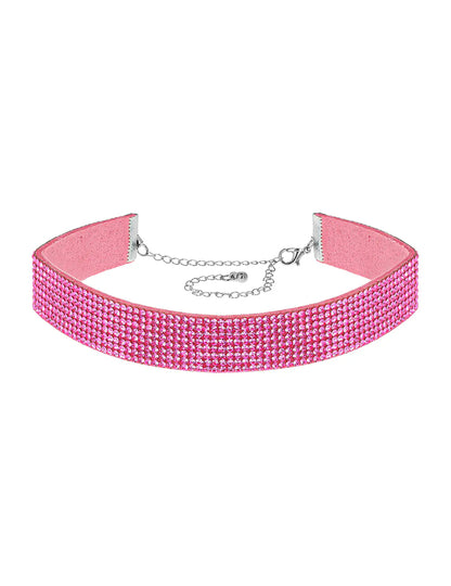 Rózsaszín strasszos choker felnőtteknek