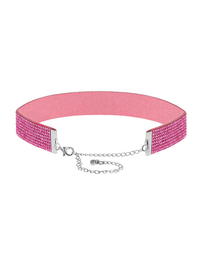 Rózsaszín strasszos choker felnőtteknek