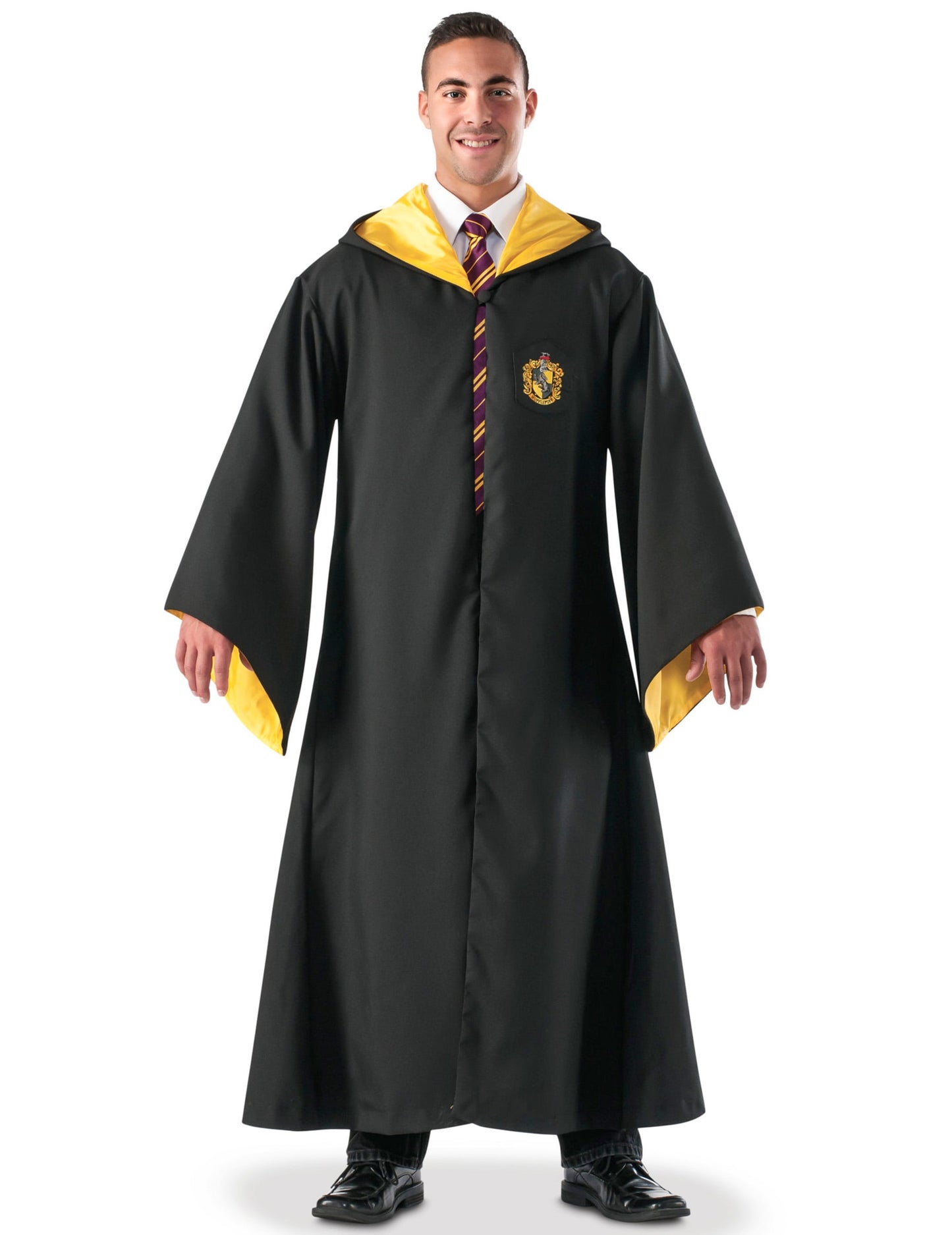 Réplique luxe robe de sorcier Poufsouffle pour adulte noire et jaune