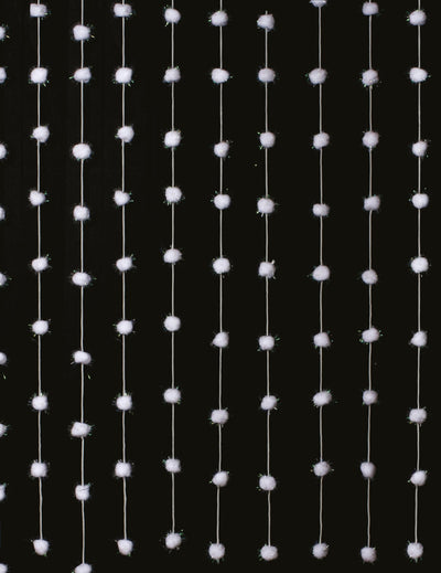 Rideau boules de coton pour décoration blanc