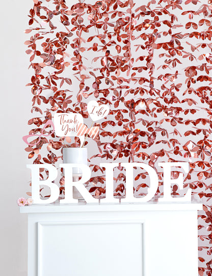 Rózsaszínarany alumínium virágfüggöny 100 x 210 cm buliba