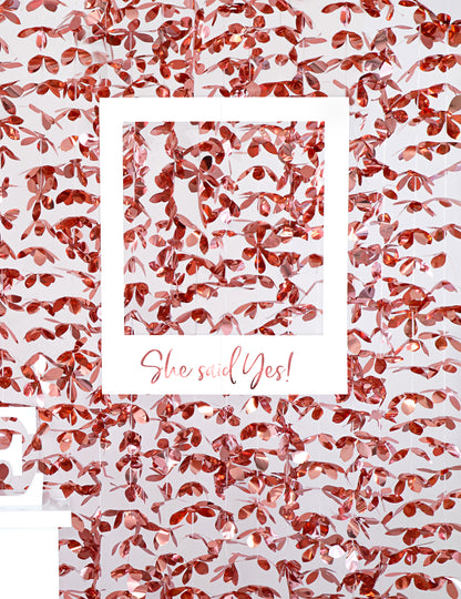 Rózsaszínarany alumínium virágfüggöny 100 x 210 cm buliba