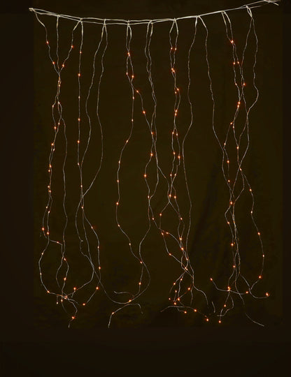 Meleg fehér fényfüggöny 1,7 x 0,5 m 90 kültéri LED 8 üzemmóddal