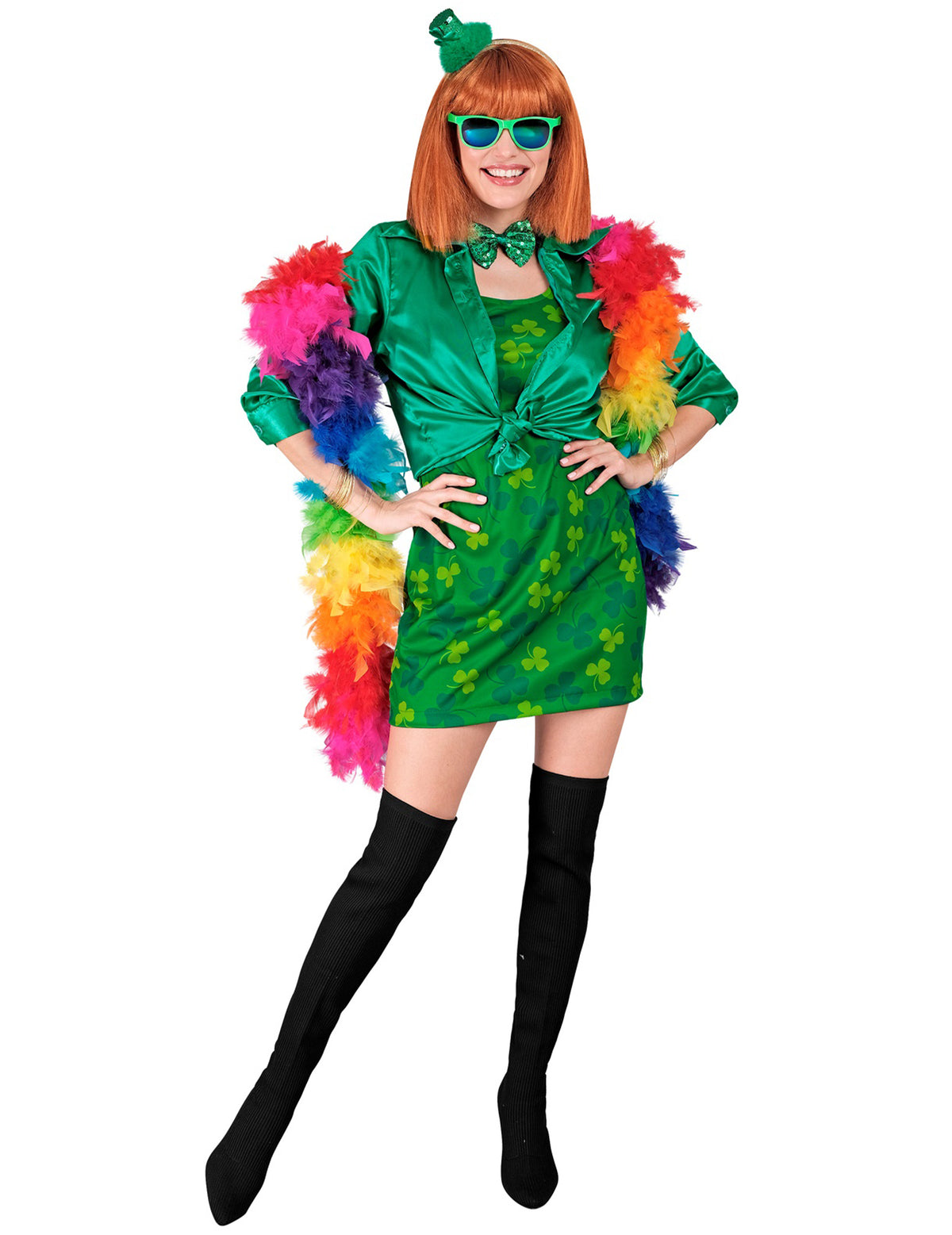 Vue d'ensemble de la robe courte trèfles Saint Patrick pour femme