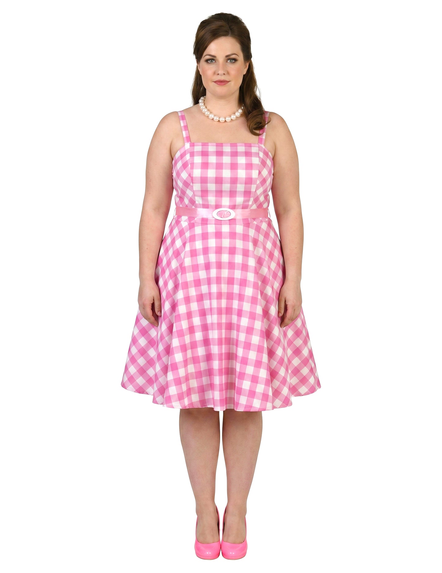 Női 50-es évek pink kockás baba jelmez ruha 