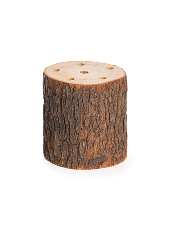 Rondin de bois support pour fleurs séchées à 6 trous en bois naturel