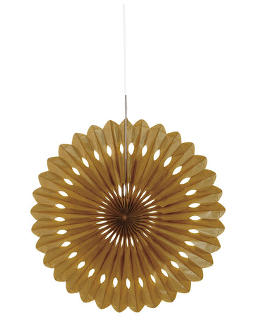 Arany papír rozett 40 cm, dekoratív függő legyező 