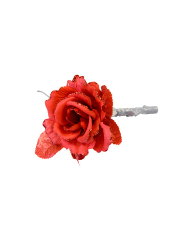 Művörös rózsa az ágon 15 cm esküvői dekorációhoz