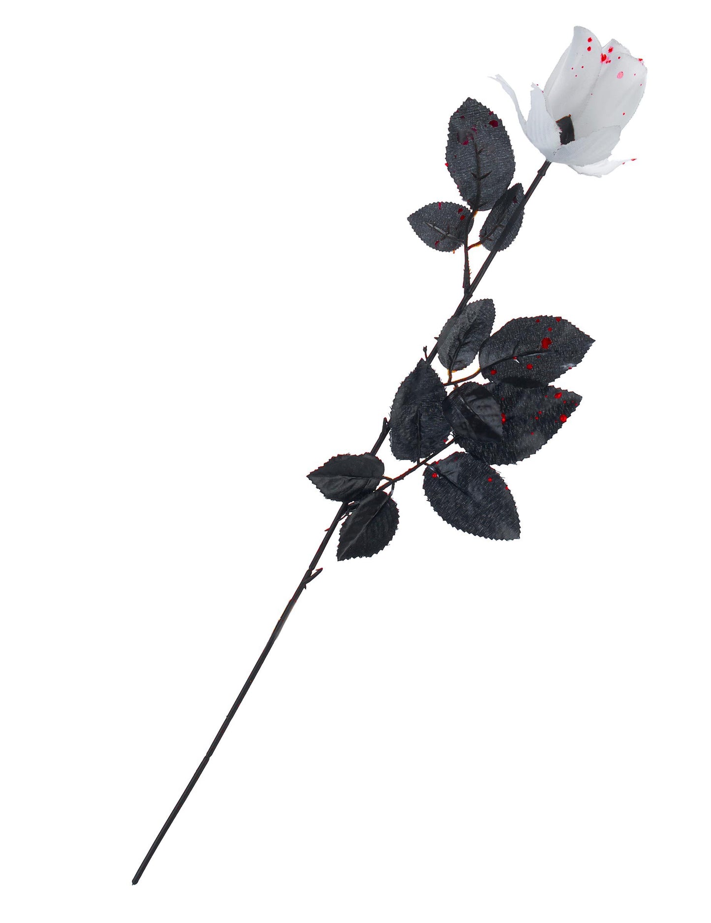 Véres fehér és fekete Halloween rózsa vérfoltokkal