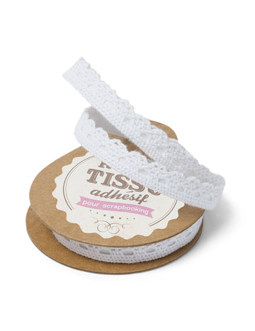 Ruban adhésif dentelle effet crochet pour scrapbooking blanc