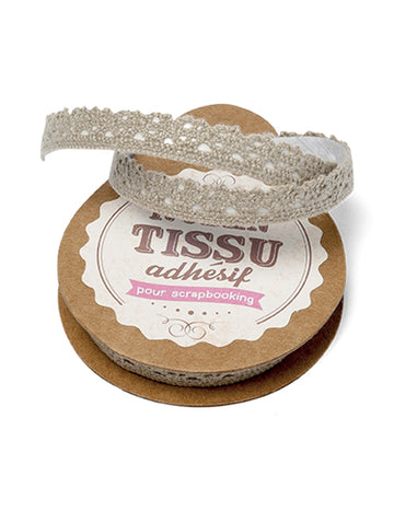 Ruban adhésif dentelle pour scrapbooking taupe
