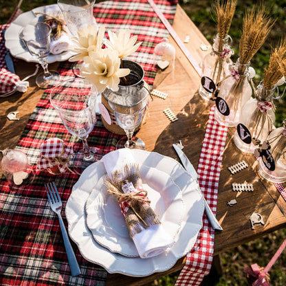 Piros és fehér retró kockás vászon szalag 5 cm x 5 m guiguette stílusú