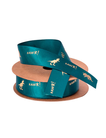 Dinoszaurusz és Rawr szatén szalag! Arany permetezett arany 1,9 cm x 10 m