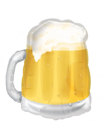 Ballon aluminium chope de bière pour fête jaune