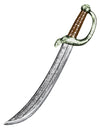 Sabre de pirate pour déguisement argenté avec poignée marron et garde serpent
