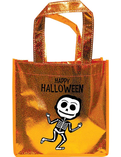 Sac à paillettes squelette pour enfant orange et brillant