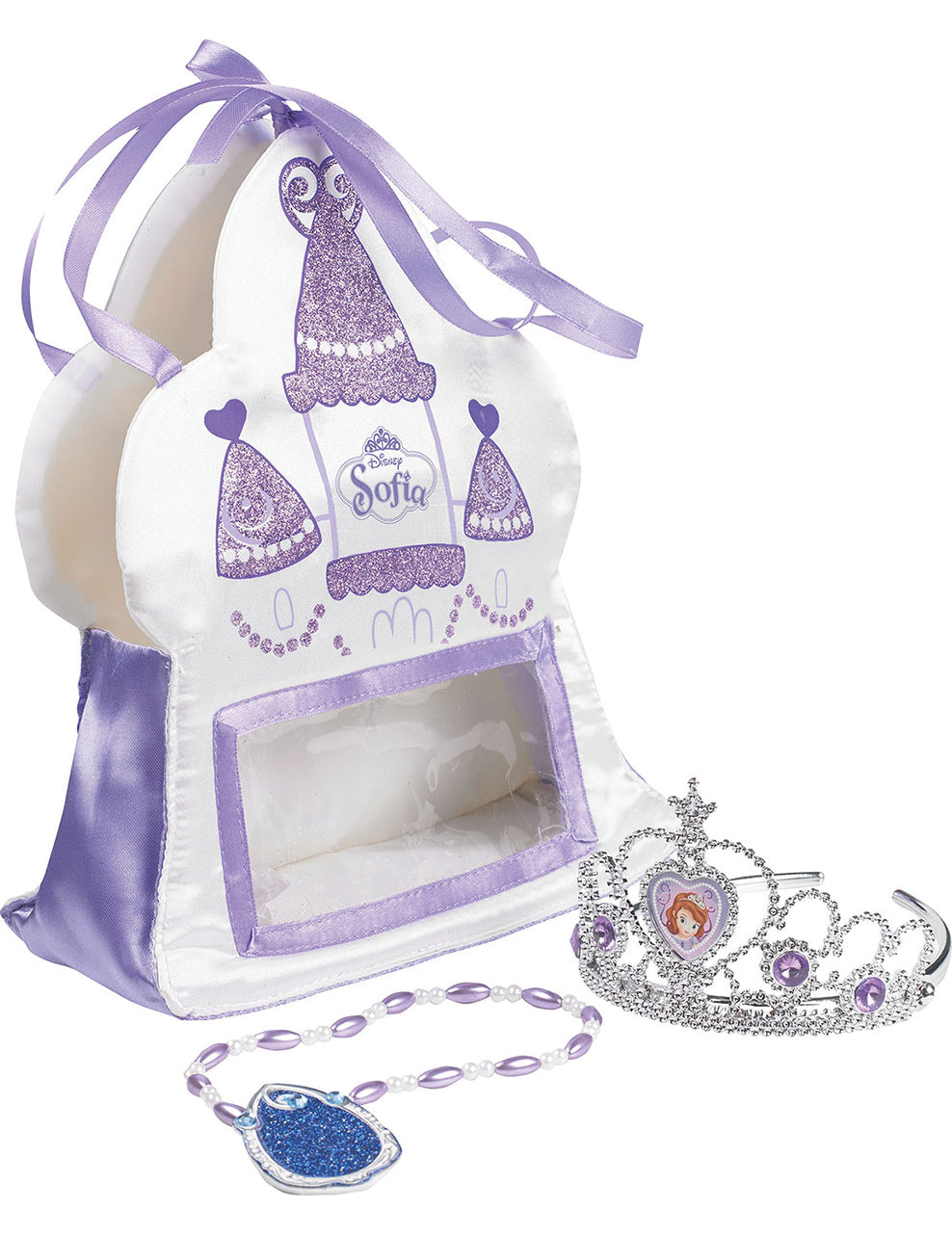 Sac accessoires Princesse Sofia pour fille blanc et violet avec tiare et collier