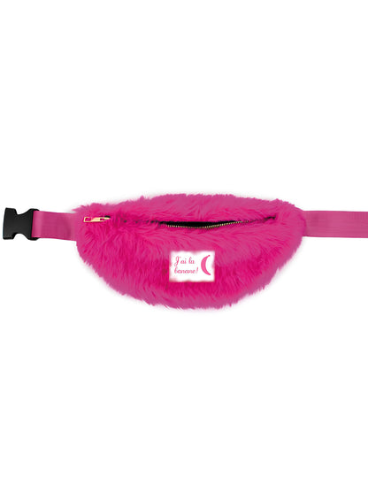 Rózsaszín szőrös övtáska