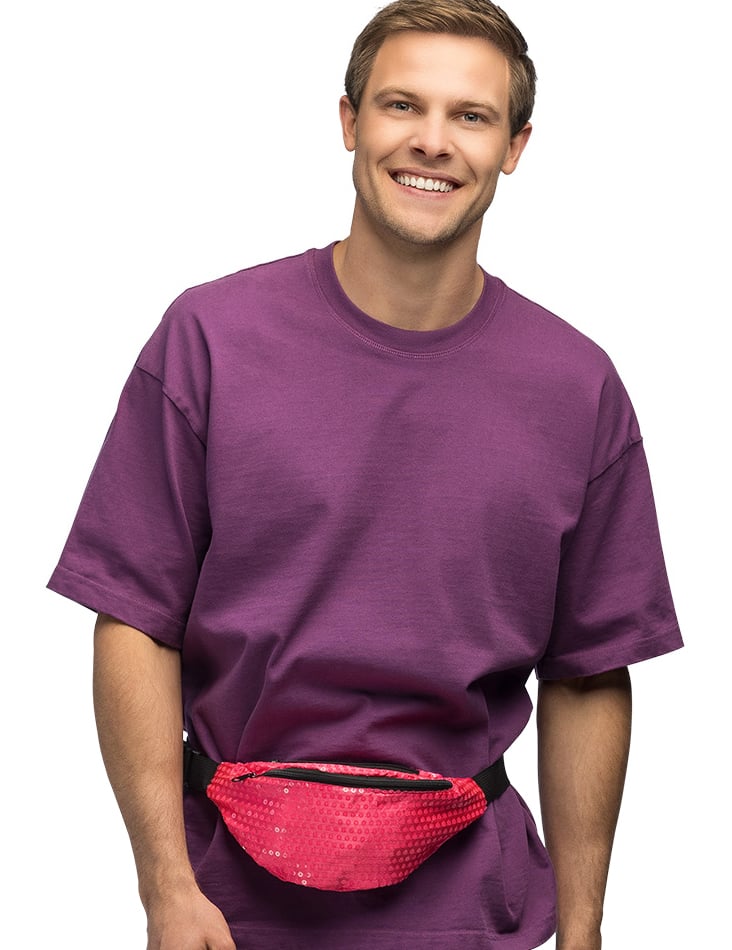 Sac banane rose fluo pour adulte à paillettes