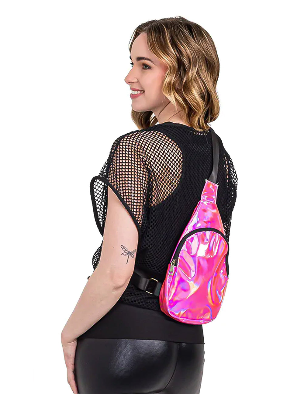 Vue de dos du sac bandoulière holographique
