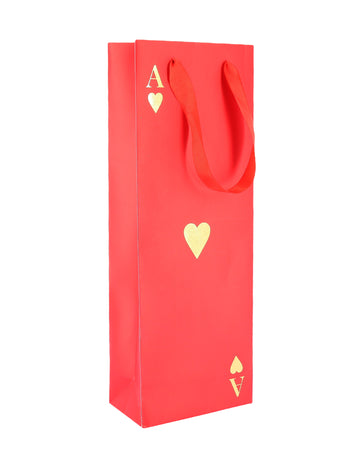 Piros Szívű Lady Üveg Ajándéktáska 14 x 39 cm