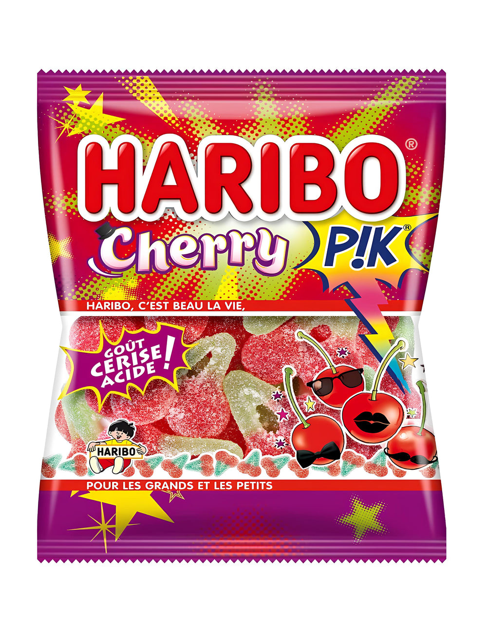 Sachet de bonbons Cherry Pik Haribo pour petits et grands au goût cerise acide