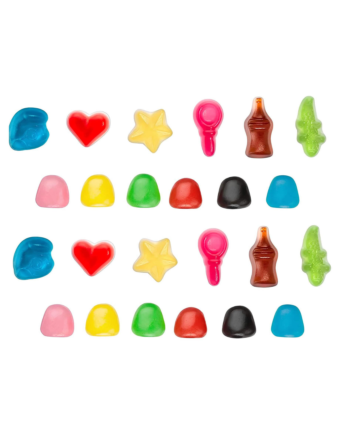 A Happy'Life Haribo cukorkás tasak különböző cukorkafajtáinak részletei