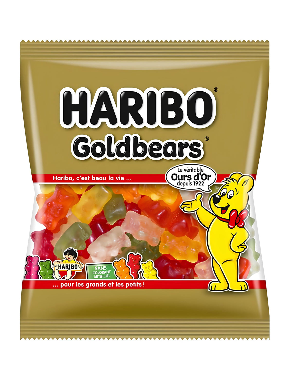 Sachet de bonbons Haribo L'ours d'Or pour petits et grands doré