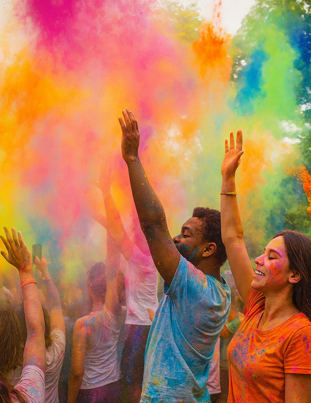 Mise en situation du sachet de poudre à effet Holi pour fête