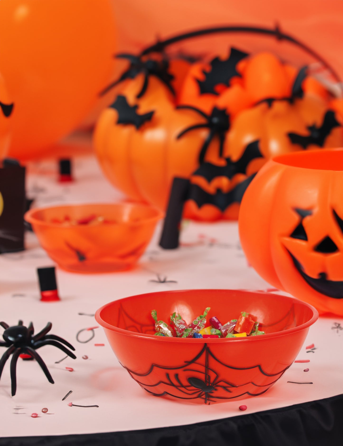 Halloween narancssárga műanyag cukorka tál