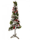 Sapin de noël en bois avec baies rouges et pommes de pin