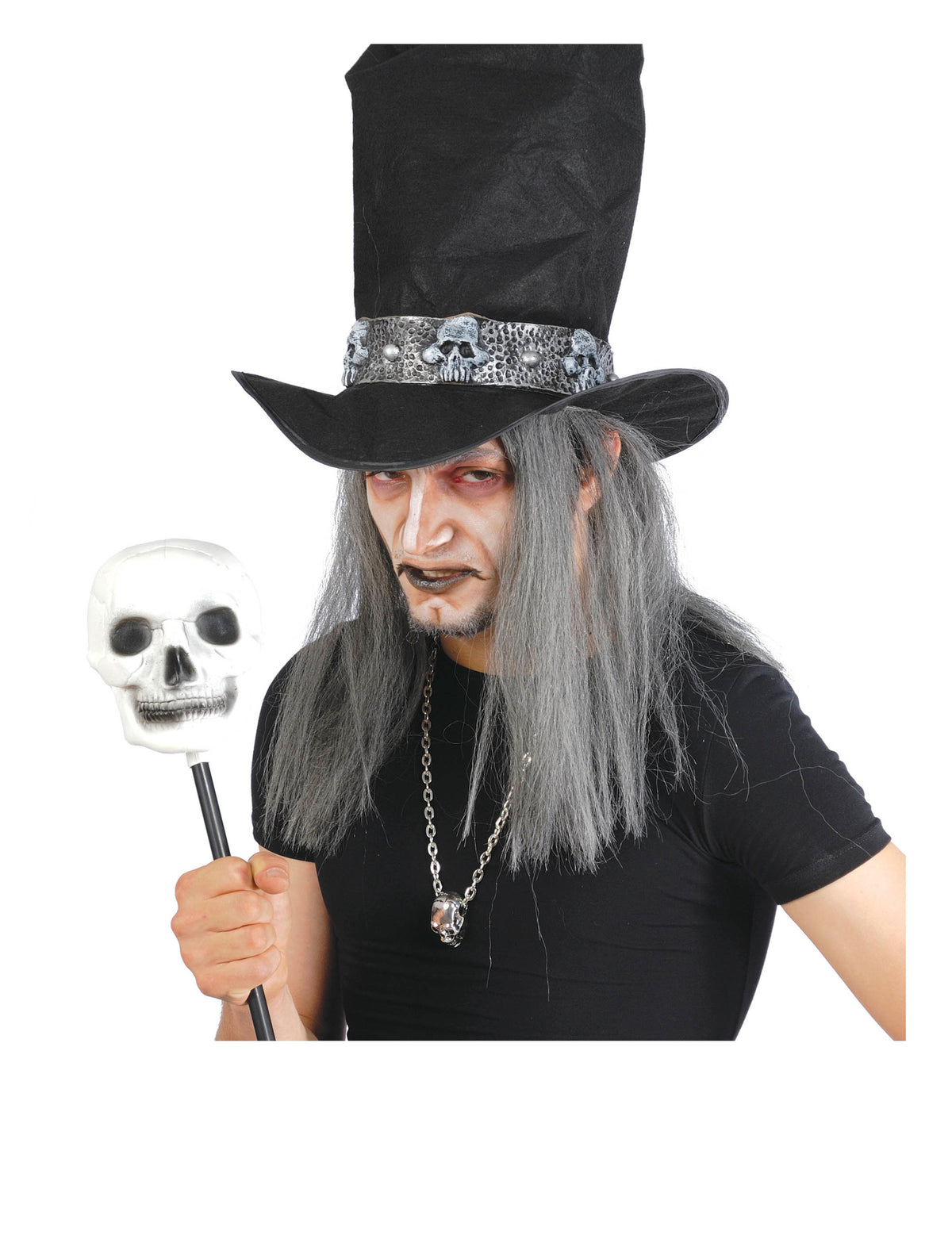Gros plan sur le crâne du sceptre tête de mort Halloween