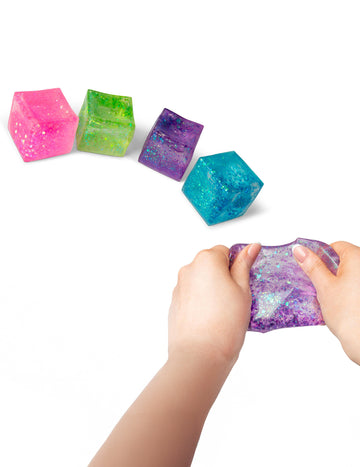 Cube anti-stress Scrunchems pour enfant multicolore pailleté