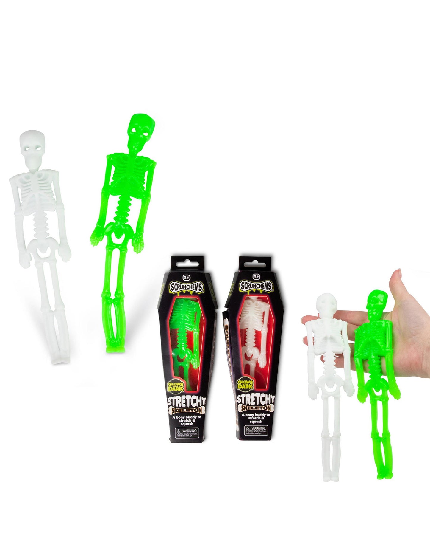 Sötétben világító, rugalmas Scrunchems csontvázjáték