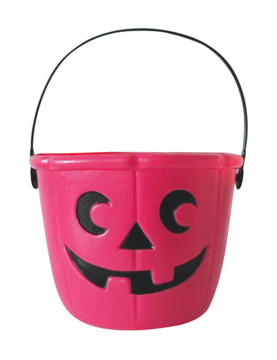 Seau à bonbons citrouille pour Halloween rose