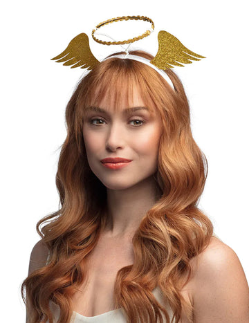 Felnőtt arany angyal szárnyak és halo fejpánt