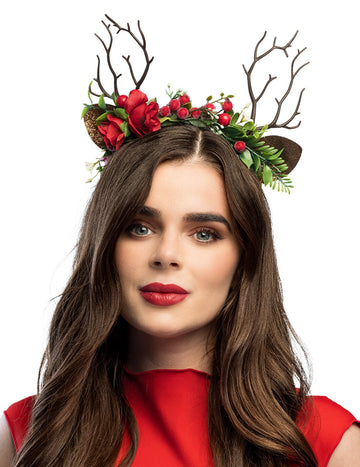 Felnőtt virágos rénszarvas agancsból készült fejpánt