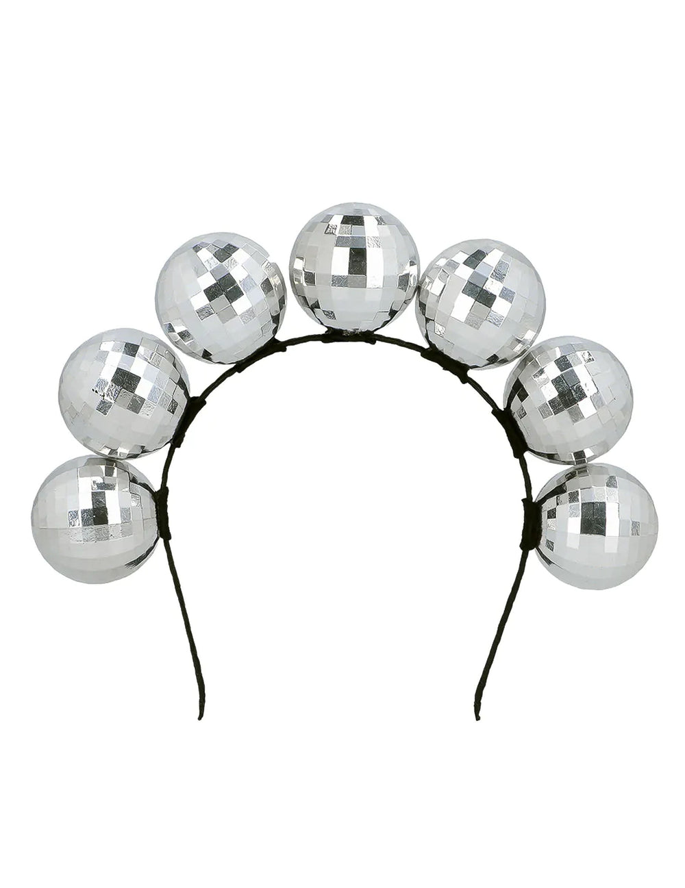 Vue de face du serre-tête boules disco pour adulte