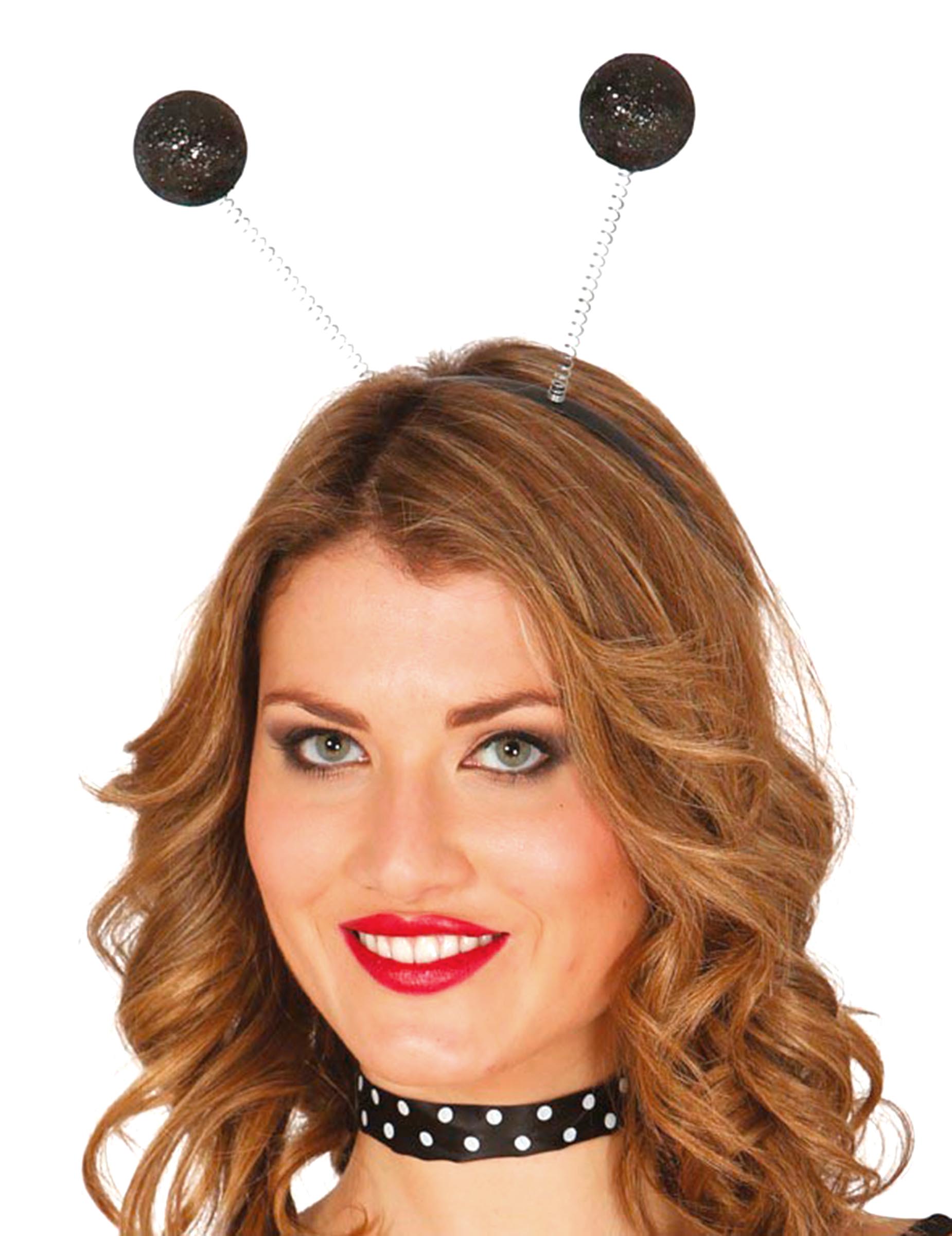 Serre-tête boules paillettées pour adulte noires